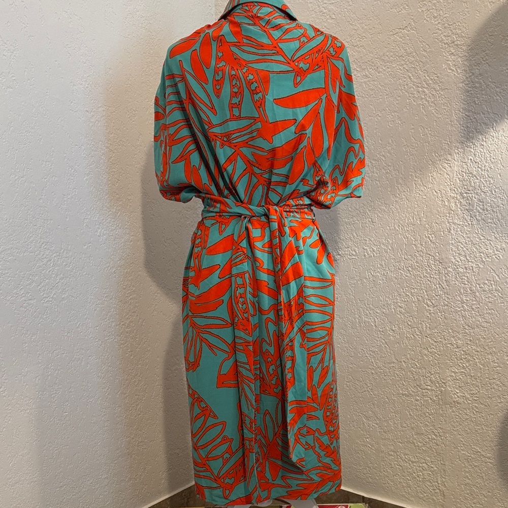 Fashion Nova Teal and Red Printed Midi Dress - Picture 4 of 7